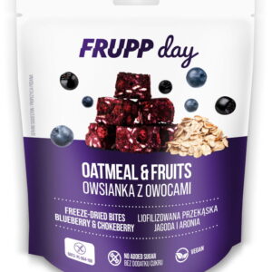 Frupp Day fagyasztva szárított zabkockák kék áfonyával és aróniával 25g